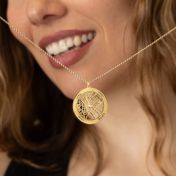Family Circle Map Necklace with Names [14 Karat Gold]