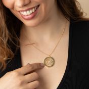 Family Circle Map Necklace with Names [14 Karat Gold]