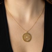 Family Circle Map Necklace with Names [14 Karat Gold]