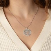 Family Circle Map Necklace with Names [14 Karat White Gold]