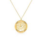 Family Circle Map Necklace with Names [14 Karat Gold]