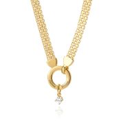 Helena Circle Milanese Chain Name Necklace with 0.5ct Diamond [18K Gold Plated]
