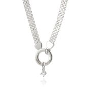 Helena Circle Milanese Chain Name Necklace with 0.3ct Diamond [Sterling Silver]