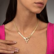 Helena Circle Milanese Chain Name Necklace with 0.5ct Diamond [18K Gold Plated]