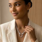 Family Circle Milanese Chain Name Necklace with Diamonds [Silver]