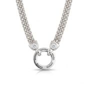 Family Circle Milanese Chain Name Necklace with Diamonds [Silver]