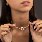 Collar Círculo Familiar Cadena de Eslabones con Nombre [Bañado en Oro de 18K]