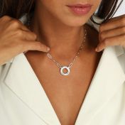 Family Circle Link Chain Name Necklace [Silver]