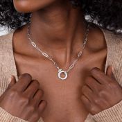 Collier Cercle Emma [Maille Trombone / Argent 925] - avec Charms Gravés