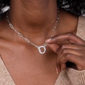 Collier Cercle Emma [Maille Trombone / Argent 925] - avec Charms Gravés