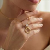 Family Circle Engraved Necklace with 1ct Diamond [14 Karat Gold]