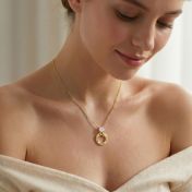 Family Circle Engraved Necklace with 1ct Diamond [14 Karat Gold]