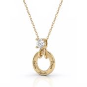 Family Circle Engraved Necklace with 1ct Diamond [14 Karat Gold]