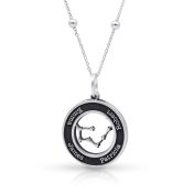 Mutters Kreis Sternzeichen Kette mit Gravur - Schwarzer Kreis [Sterlingsilber]