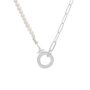 Emma Paperclip & Pearl Necklace [Sterling Silver]