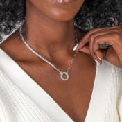 Emma Paperclip & Pearl Necklace [Sterling Silver]