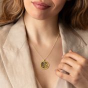 Family Circle Silhouette Map Necklace with Names [14 Karat Gold]