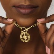 Family Compass Link Chain Name Necklace [18K Gold Vermeil]