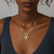 Family Compass Link Chain Name Necklace [18K Gold Plated]