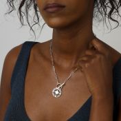 Family Compass Link Chain Name Necklace [Sterling Silver]