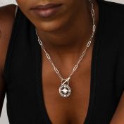 Family Compass Link Chain Name Necklace [Sterling Silver]