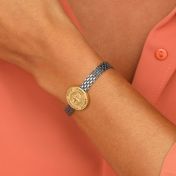 Familienkompass Armband mit Gravur für Damen [Geschwärztes Sterlingsilber / 750er vergoldet]