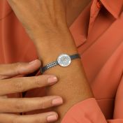 Familienkompass Armband mit Gravur für Damen [Geschwärztes Sterlingsilber]