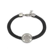Familienkompass Armband mit Gravur für Damen [Geschwärztes Sterlingsilber]