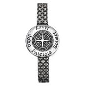 Familienkompass Armband mit Gravur für Damen [Geschwärztes Sterlingsilber]