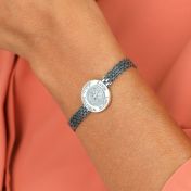 Familienkompass Armband mit Gravur für Damen [Geschwärztes Sterlingsilber]