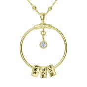 Collier Cercle Familial Diamant Avec Noms [Plaqué Or 18ct]