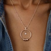 Family Circle Name Necklace with a Diamond [18K Rose Gold Plated]
