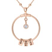 Family Circle Name Necklace with a Diamond [18K Rose Gold Plated]