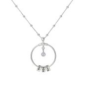 Familie Naam in Cirkel Ketting met een Diamant - Sterling Zilver