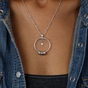 Familie Naam in Cirkel Ketting met een Diamant - Sterling Zilver