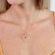 Collana Cuore di Famiglia con Nome e Pietra di Nascita [Placcata Oro 18kt]