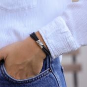 Familie Naam Armband - Zwart Suède [Sterling Zilver]