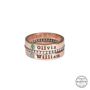 Stapelringe mit Namen und Geburtssteinen [750er rosévergoldet]