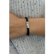 Family Name Bracelet for Women - Sterling Silver [Black Leather]