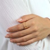 Anillo de Piedras de Nacimiento Raíces Familiares [Oro Vermeil de 18K]