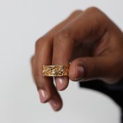 Anillo de Piedras de Nacimiento Raíces Familiares [Oro Vermeil de 18K]