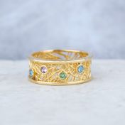 Bague Racines de Famille avec Pierres de Naissance [Plaqué Or 18ct]