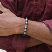 Family Tree Men Name Bracelet with Black Onyx Stones