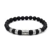 Family Tree Men Name Bracelet with Black Onyx Stones