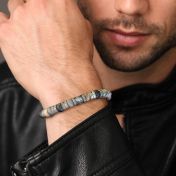 Family Tree Diamond Men Name Bracelet - Picasso Jasper [Sterling Silver]