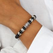 Family Tree Diamond Name Bracelet - Black Onyx [Sterling Silver]
