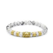Family Tree Diamond Name Bracelet - Howlite [18K Gold Vermeil]