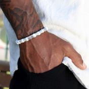 Family Tree Men Name Bracelet with Howlite Stones