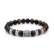 Bracelet Homme Arbre Familial avec Diamants Noirs 0,20 ct – Œil de Tigre Vert