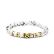 Family Tree Women Name Bracelet With Howlite Stones [18K Gold Vermeil]